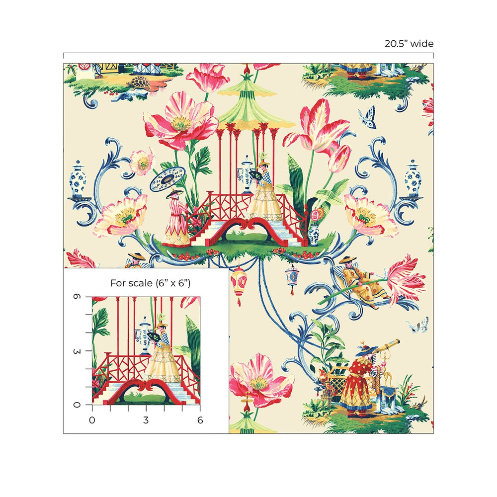 
                  
                    150100WR Chinoiserie peel and stick wallpaper scale from Harrison Howard
                  
                