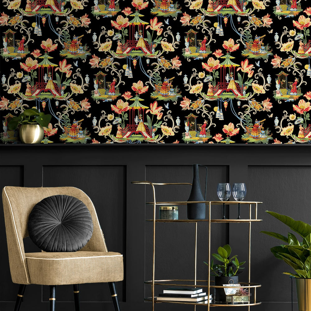 
                  
                    150101WR Chinoiserie peel and stick wallpaper bar cart from Harrison Howard
                  
                