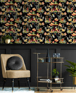 150101WR Chinoiserie peel and stick wallpaper bar cart from Harrison Howard