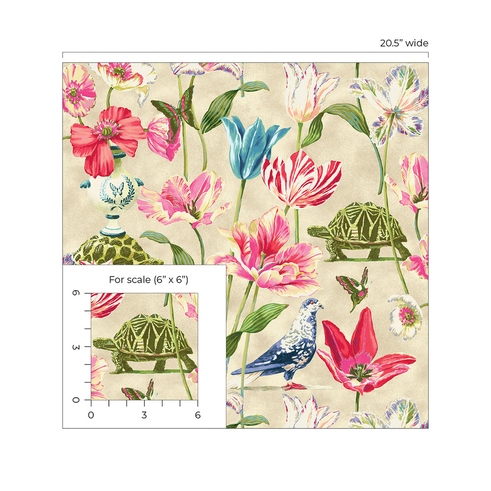 150110WR floral peel and stick wallpaper scale from Harrison Howard