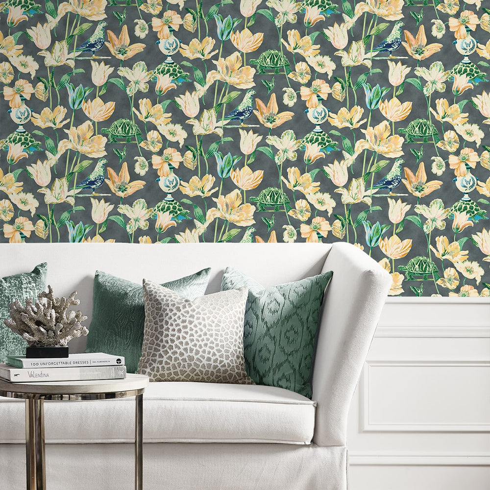 
                  
                    150112WR floral peel and stick wallpaper living room from Harrison Howard
                  
                