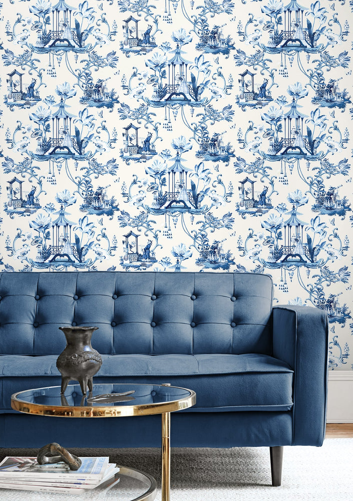 150170WR East of the Moon peel and stick wallpaper living room from Harrison Howard
