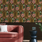 160040WR1 Tiger Eye peel and stick wallpaper living room from Surface Style