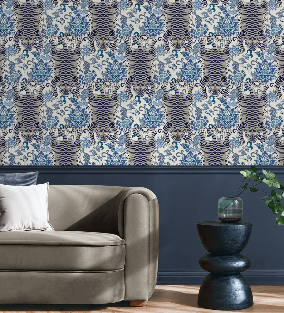 160041WR1 Tiger Eye peel and stick wallpaper living room from Surface Style