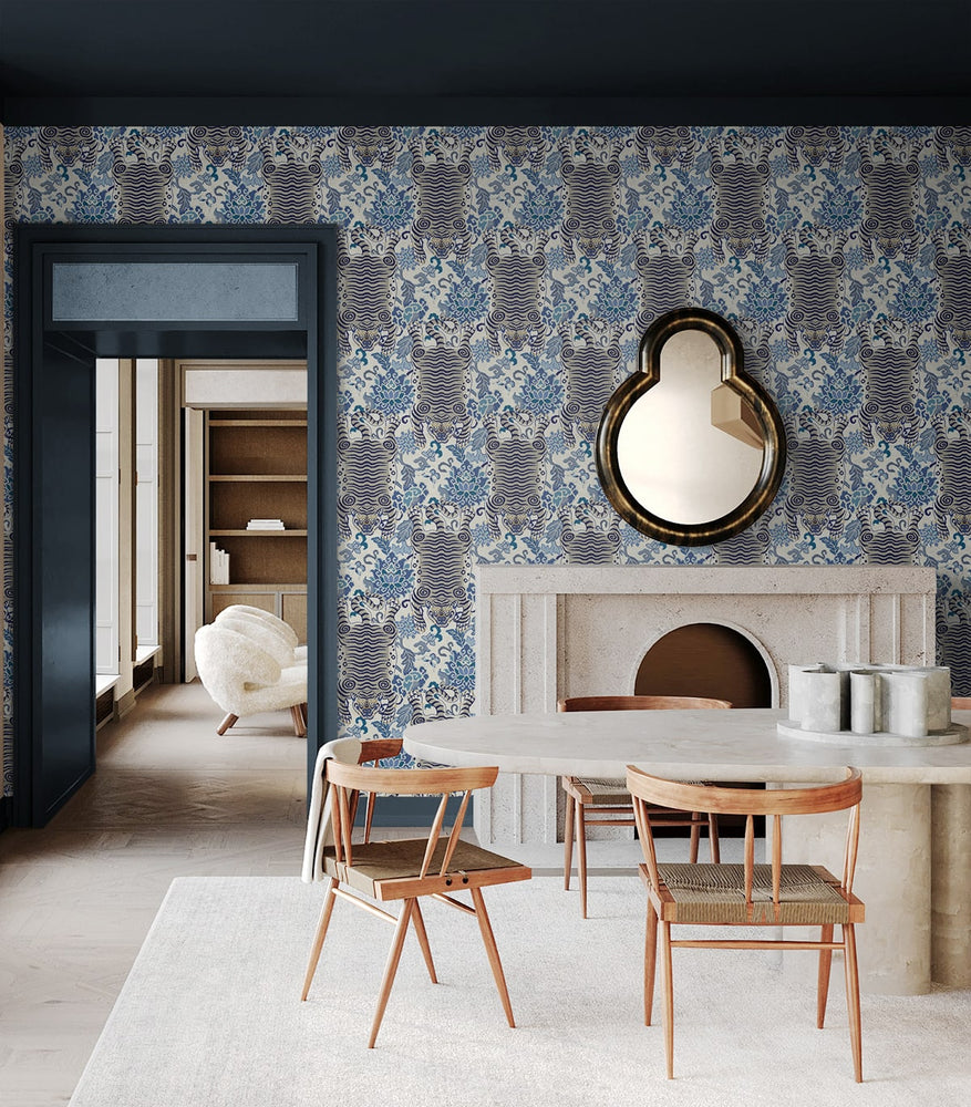 160041WR1 Tiger Eye peel and stick wallpaper dining room from Surface Style