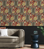 160042WR1 Tiger Eye peel and stick wallpaper living room from Surface Style