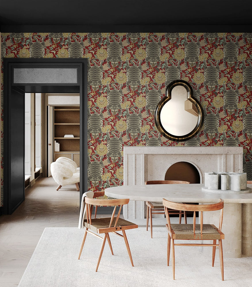160042WR1 Tiger Eye peel and stick wallpaper dining room from Surface Style