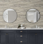 160090WR faux wood peel and stick wallpaper bathroom from Surface Style
