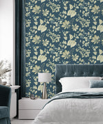 160120WR leaf peel and stick wallpaper bedroom from Surface Style