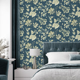 160120WR leaf peel and stick wallpaper bedroom from Surface Style