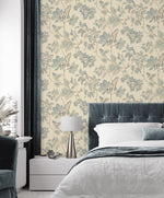 160121WR leaf peel and stick wallpaper bedroom from Surface Style