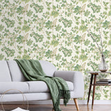 160122WR leaf peel and stick wallpaper living room from Surface Style