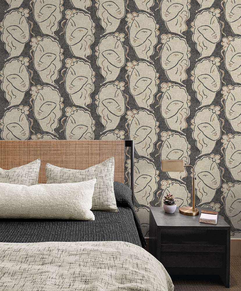 160130WR face peel and stick wallpaper bedroom from Surface Style