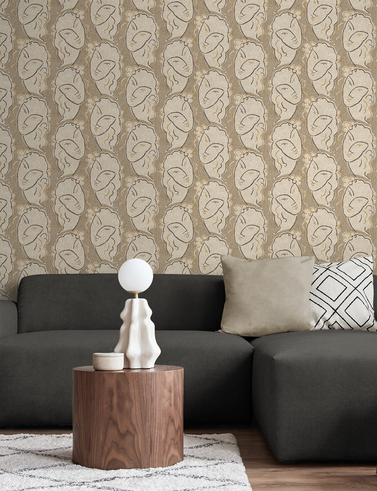 160131WR face peel and stick wallpaper living room from Surface Style