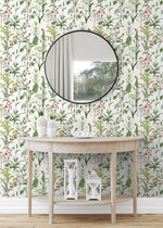 160140WR botanical peel and stick wallpaper entryway from Surface Style