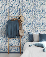 160141WR botanical peel and stick wallpaper bedroom from Surface Style