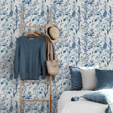 160141WR botanical peel and stick wallpaper bedroom from Surface Style