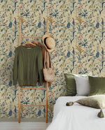 160142WR botanical peel and stick wallpaper bedroom from Surface Style