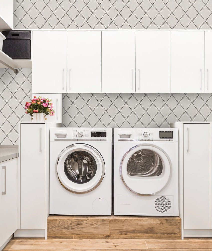 160161WR geometric peel and stick wallpaper laundry room from Surface Style