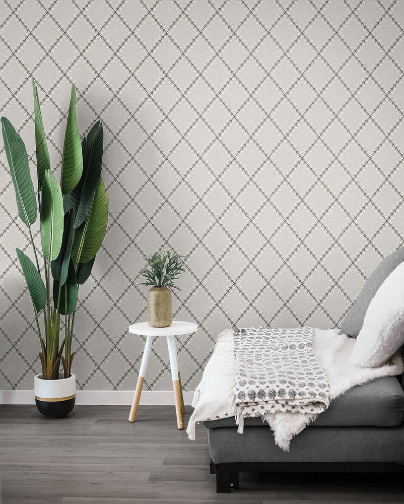 160161WR geometric peel and stick wallpaper living room from Surface Style