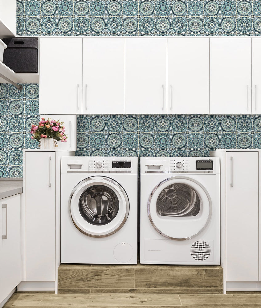 160170WR geometric peel and stick wallpaper laundry room from Surface Style