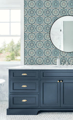 160170WR geometric peel and stick wallpaper bathroom from Surface Style
