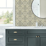 160171WR geometric peel and stick wallpaper bathroom from Surface Style