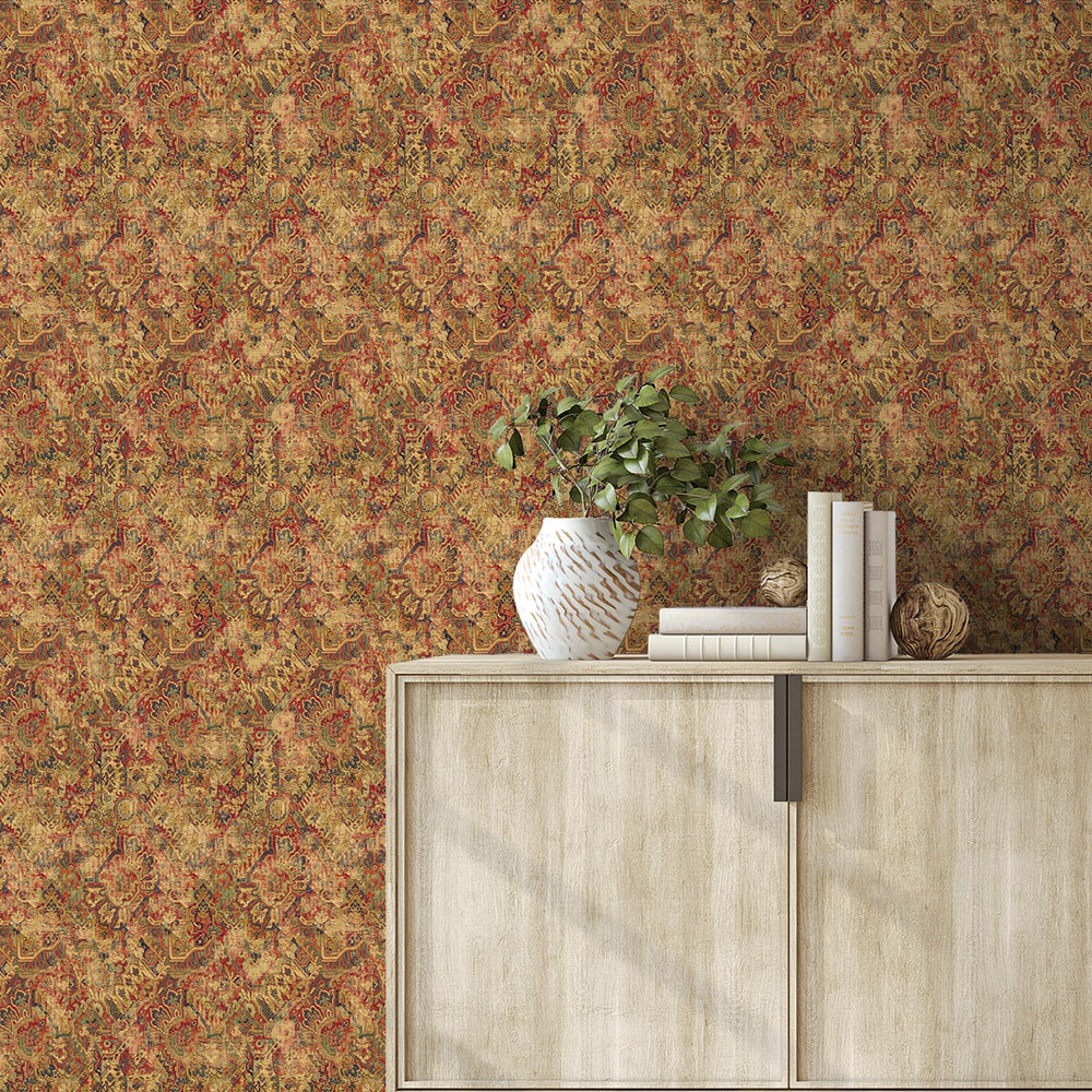160180WR Cumbrae vintage peel and stick wallpaper living room from Surface Style