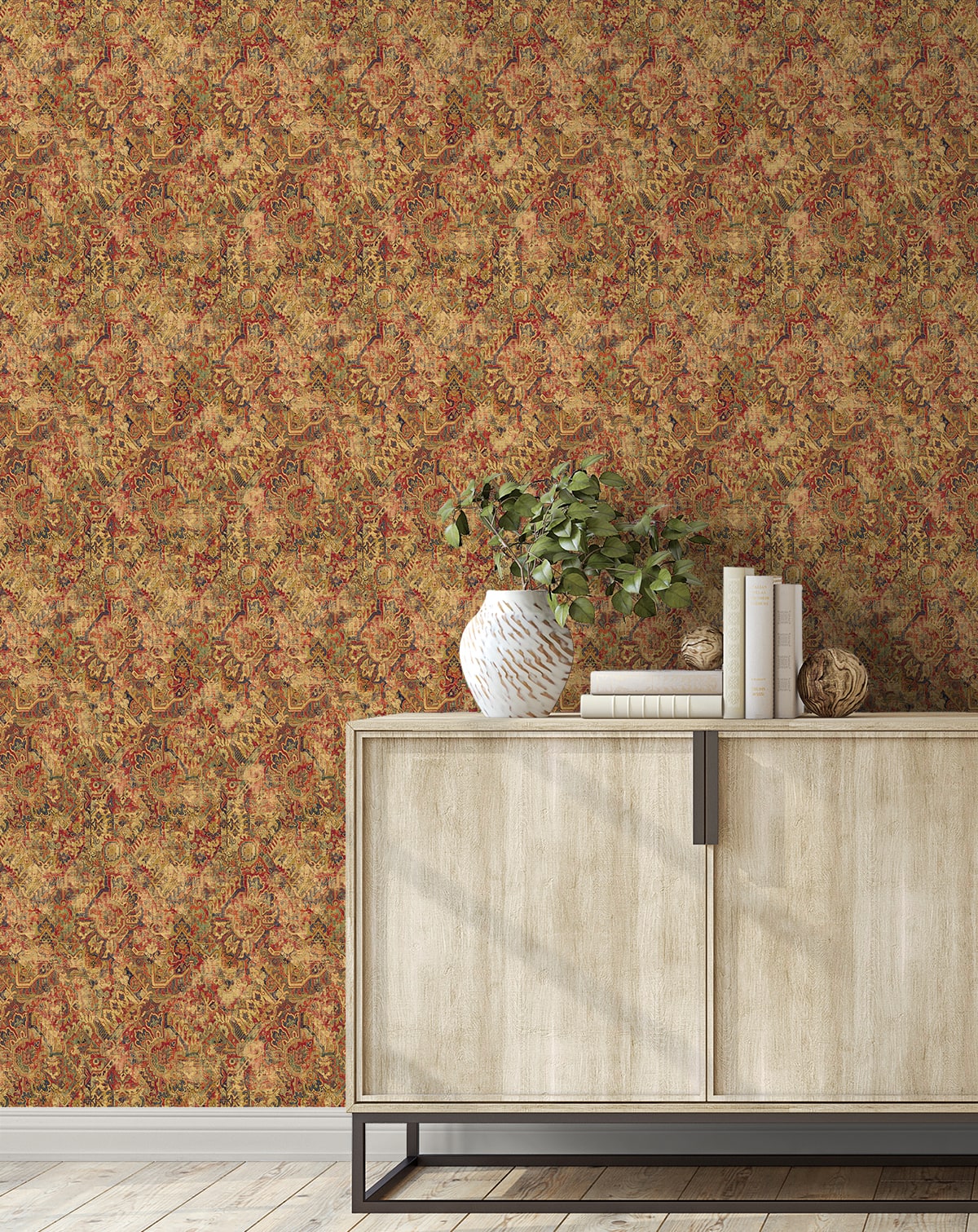 160180WR Cumbrae vintage peel and stick wallpaper living room from Surface Style