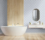 160190WR geometric peel and stick wallpaper bathroom from Surface Style