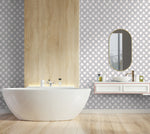160191WR geometric peel and stick wallpaper bathroom from Surface Style