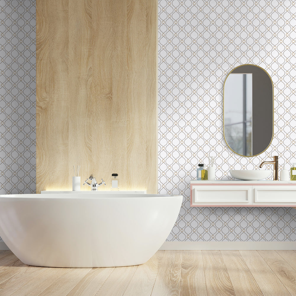 
                  
                    160192WR geometric peel and stick wallpaper bathroom from Surface Style
                  
                