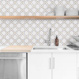 160192WR geometric peel and stick wallpaper kitchen from Surface Style