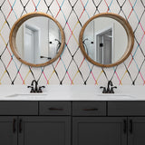 160200WR geometric peel and stick wallpaper bathroom from Surface Style