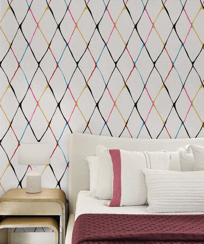 160200WR geometric peel and stick wallpaper bedroom from Surface Style