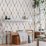 160200WR geometric peel and stick wallpaper entryway from Surface Style