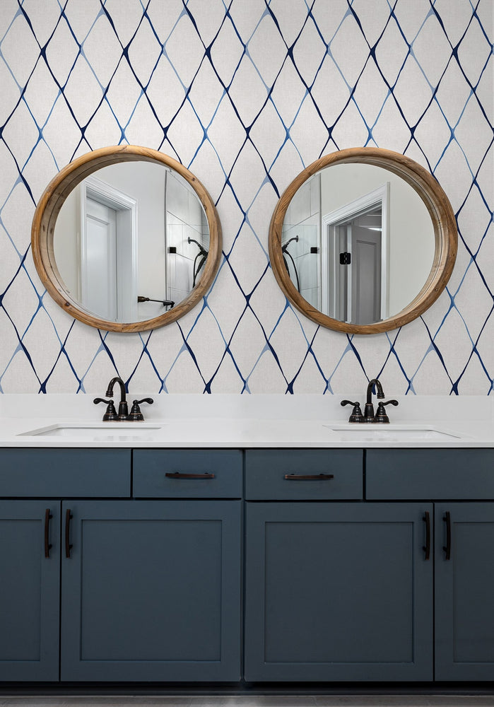 160201WR geometric peel and stick wallpaper bathroom from Surface Style