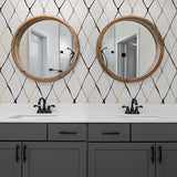 160202WR geometric peel and stick wallpaper bathroom from Surface Style