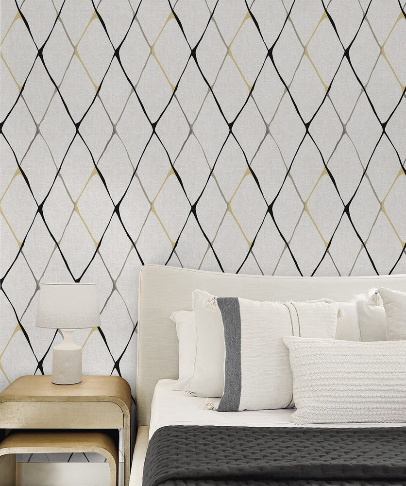 160202WR geometric peel and stick wallpaper bedroom from Surface Style