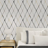 160202WR geometric peel and stick wallpaper bedroom from Surface Style