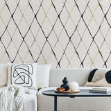160202WR geometric peel and stick wallpaper living room from Surface Style
