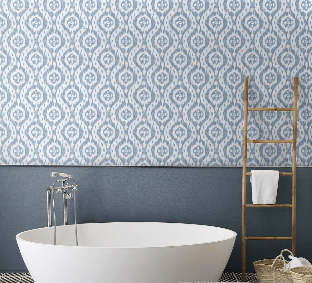 160210WR ikat peel and stick wallpaper bathroom from Surface Style