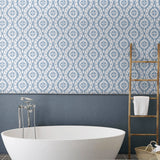 160210WR ikat peel and stick wallpaper bathroom from Surface Style