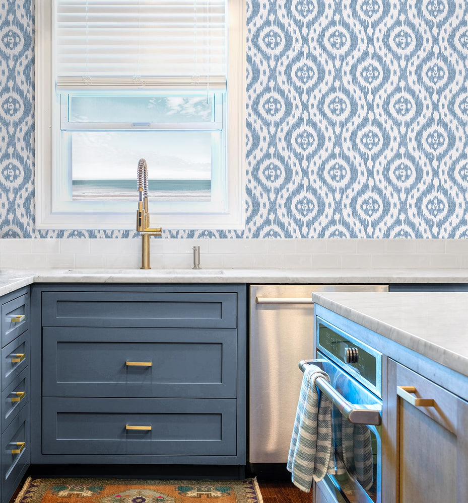 160210WR ikat peel and stick wallpaper kitchen from Surface Style