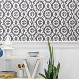 160211WR ikat peel and stick wallpaper dining room from Surface Style