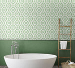 160212WR ikat peel and stick wallpaper bathroom from Surface Style