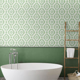 160212WR ikat peel and stick wallpaper bathroom from Surface Style