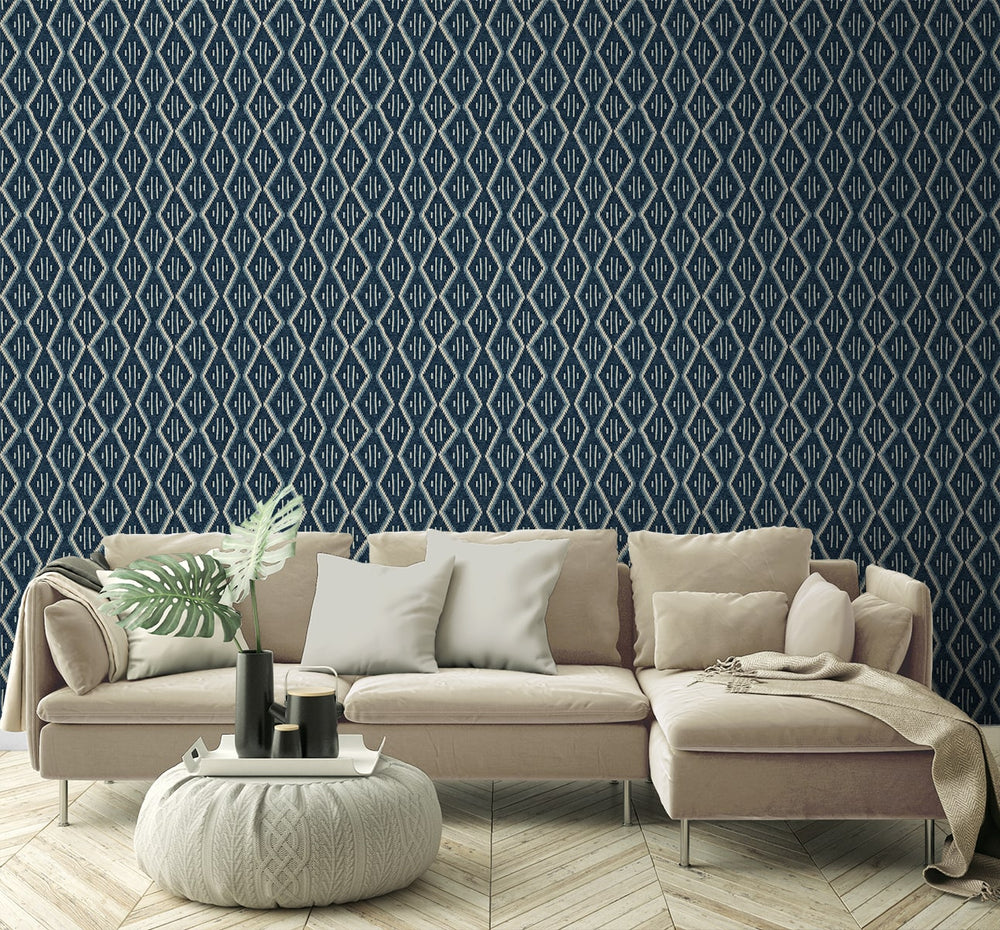 160250WR geometric peel and stick wallpaper living room from Surface Style