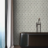 160251WR geometric peel and stick wallpaper bathroom from Surface Style
