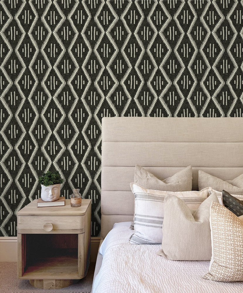 160252WR geometric peel and stick wallpaper bedroom from Surface Style